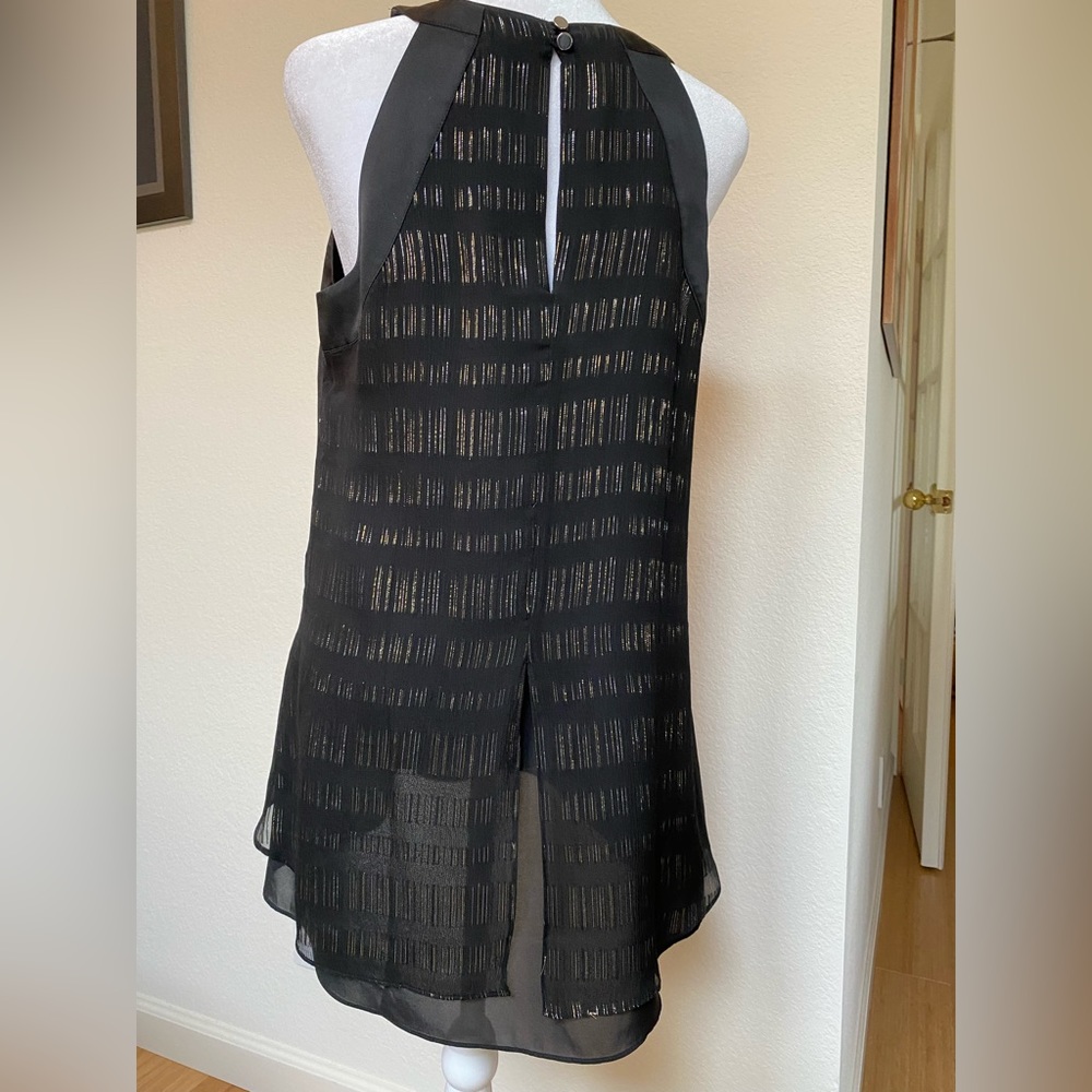 WHBM Black silk top w/metallic threads. Size 6 Never worn. Perfect condition - Picture 2 of 6